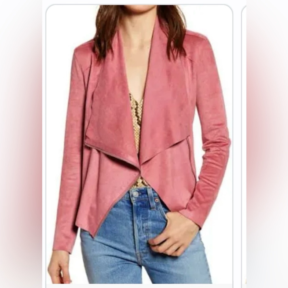 BLANK NYC pink drape suede jacket